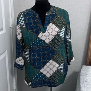 Anne Klein Geometric Patterned Women's Top